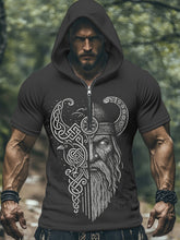 Herren Loses Basic V-Ausschnitt bedrucktes Kurzarm-T-Shirt